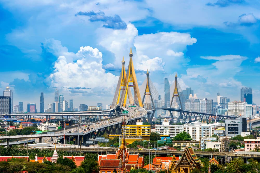 Bangkok cityscape with temples
