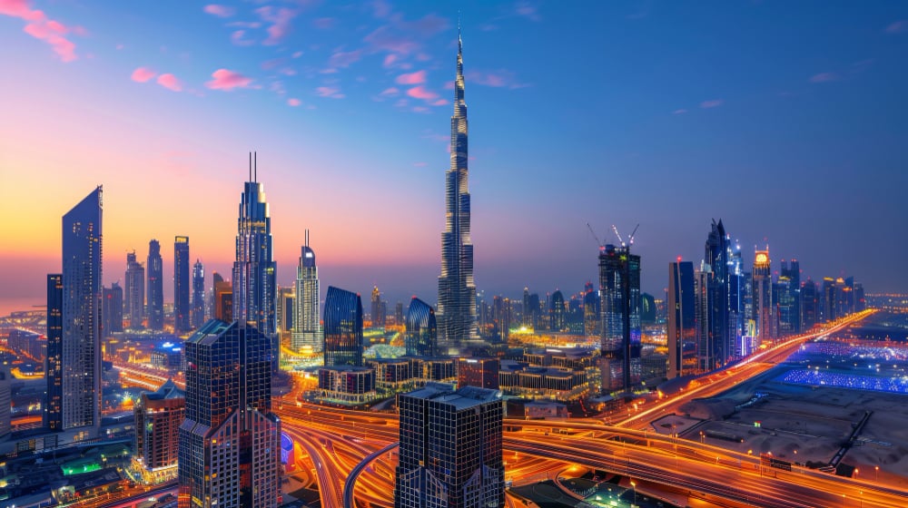Dubai skyline with Burj Khalifa