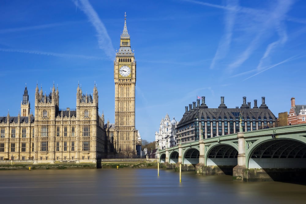 London skyline with Big Ben and Thames