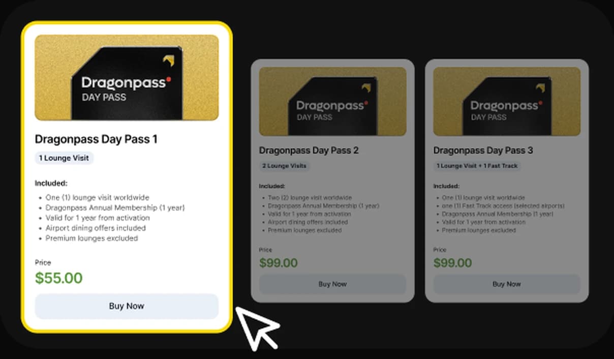 Choose a Dragonpass Day Pass tier
